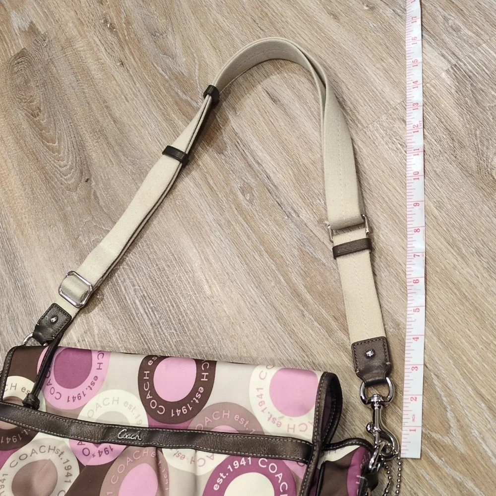 👶🎒Coach Pink/Purple & Brown Circle Diaper Baby Bag w/ Changing Pad👶🎒